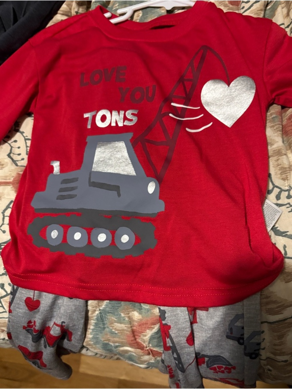 Carter's Red and Gray 'Love You Tons' Crane Matching Set